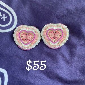 Pink and Gold Heart Earrings